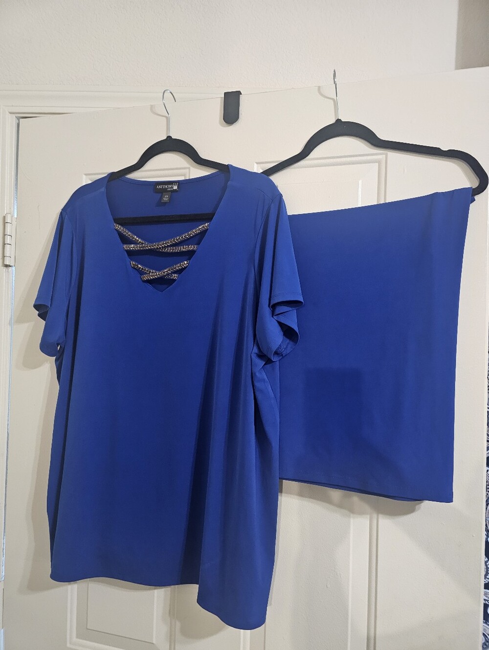 Anthony Originals 2X Plus Size Cobalt Blue 2-Piece Matching Set Wide Leg 💙